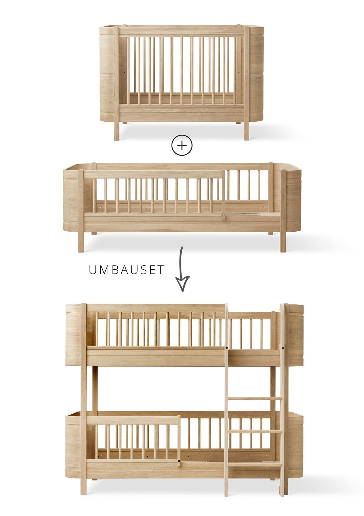 Oliver Furniture Umbauset zum halbhohen Etagenbett 'Wood Mini+' Eiche
