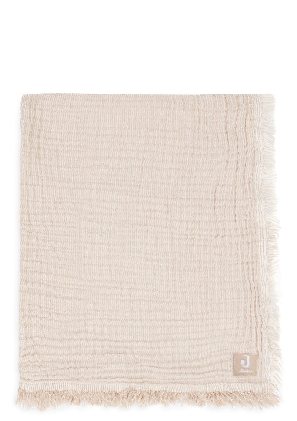 Jollein Musselin Decke 'Fringe Stripe' Biscuit 75 x 100 cm