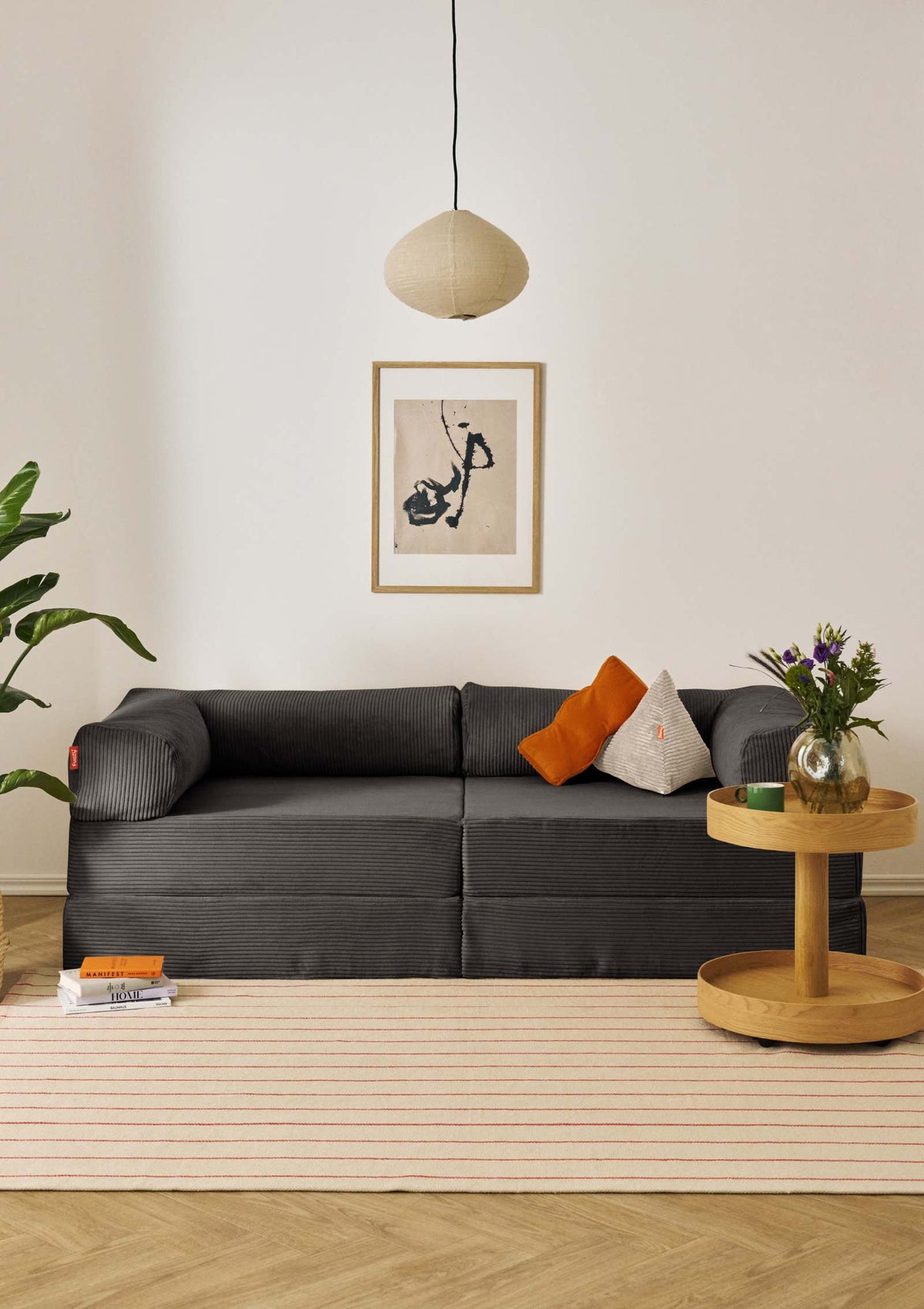 Funzy Family Sofa Cord Kiesel Grau