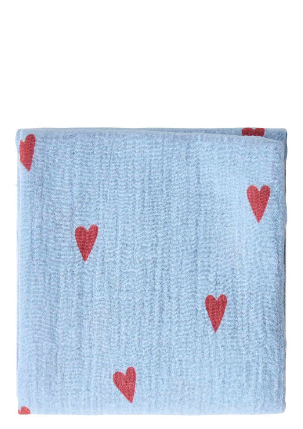 Studio Noos Musselin Mulltuch 'Swaddle Print Medium' Light Blue Hearts 70 x 70 cm