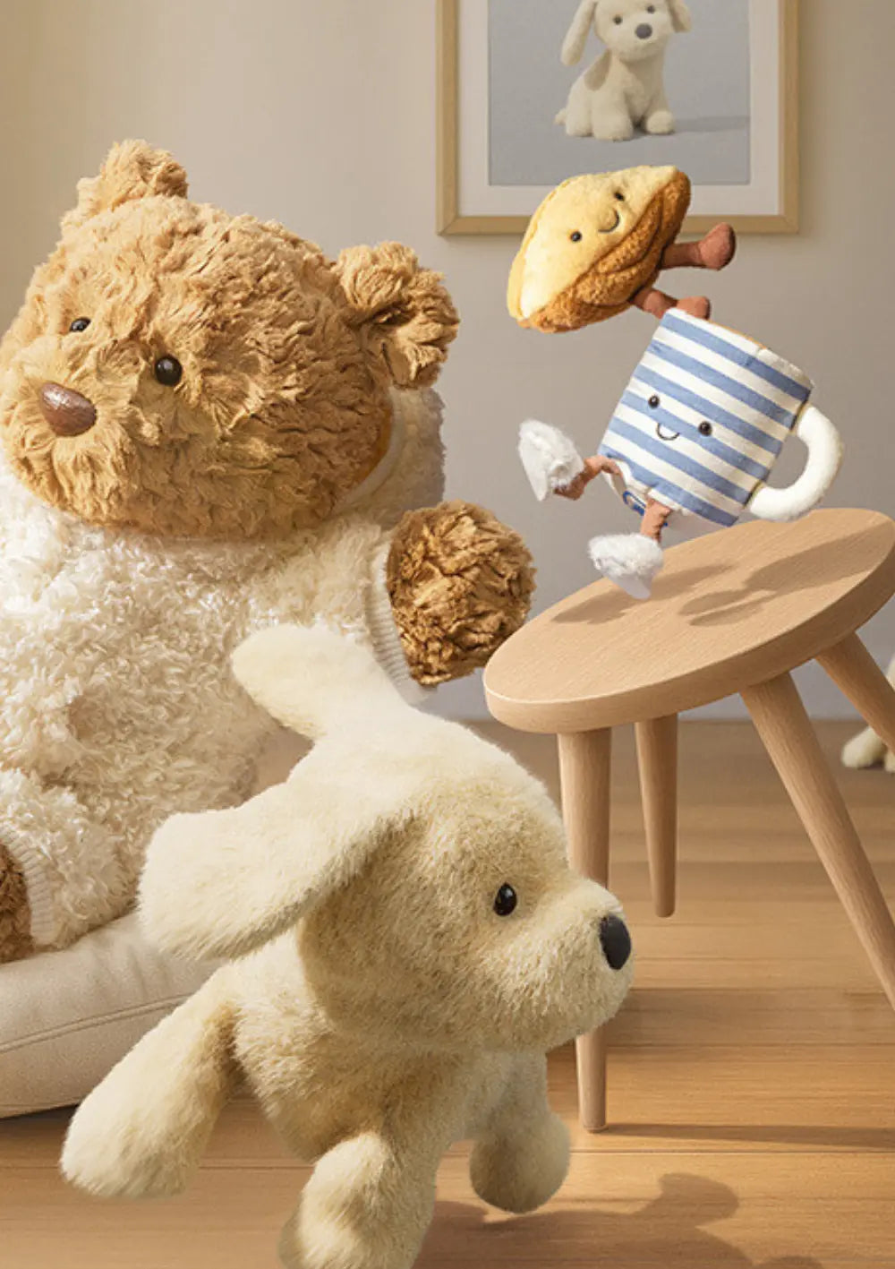 Jellycat Kuscheltiere 'Golden Puppy', 'Amuseables Rosie Lea Mug of Tea' & 'Bartholomew Bear'