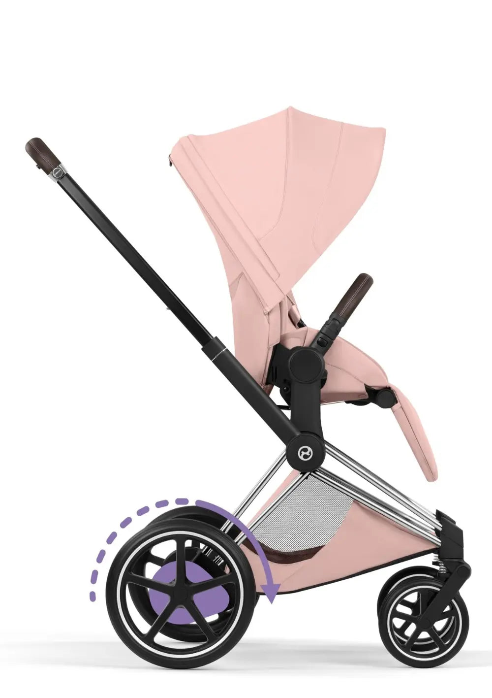 Cybex Kinderwagen-Set 'e-Priam Style' Peach Pink (Frame Chrome Brown)