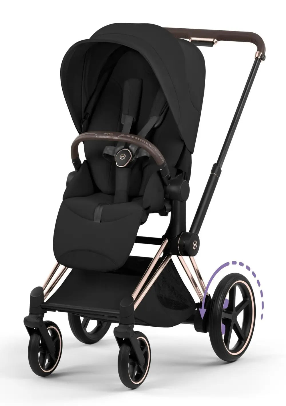 Cybex Kinderwagen-Set 'e-Priam Style' Sepia Black (Frame Roségold)