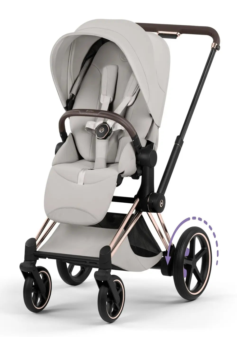 Cybex Kinderwagen-Set 'e-Priam Style' City Grey (Frame Roségold)