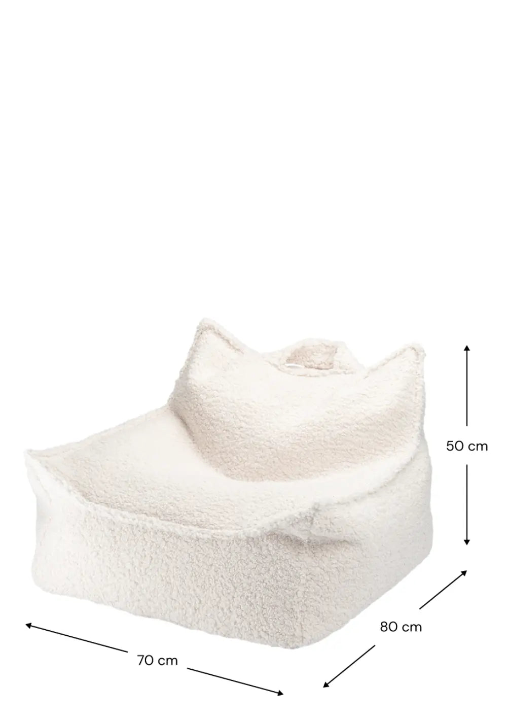 Wigiwama Kinder-Sitzsack Teddy Cream White mit Maßangaben in cm