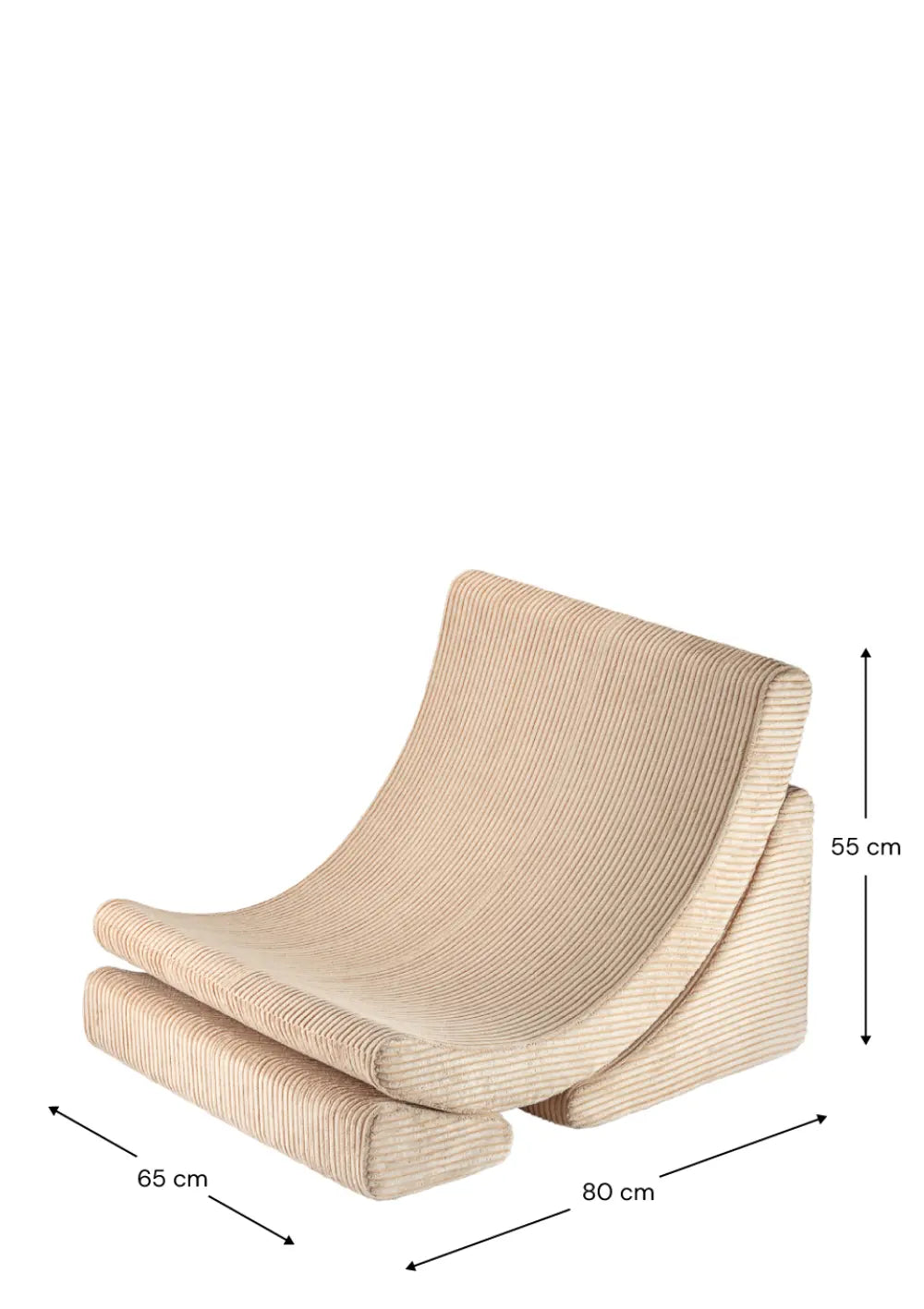 Wigiwama Kindersessel 'Moon Chair' Cord Brown Sugar mit Maßangaben in cm