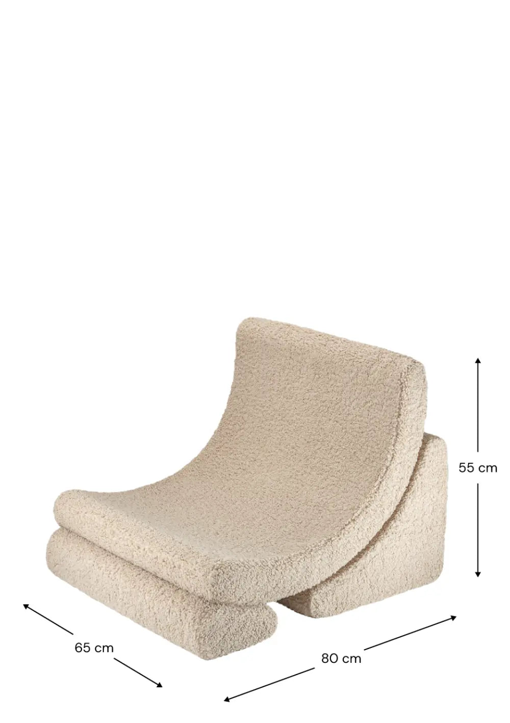 Wigiwama Kindersessel 'Moon Chair' Teddy Biscuit mit Maßangaben in cm