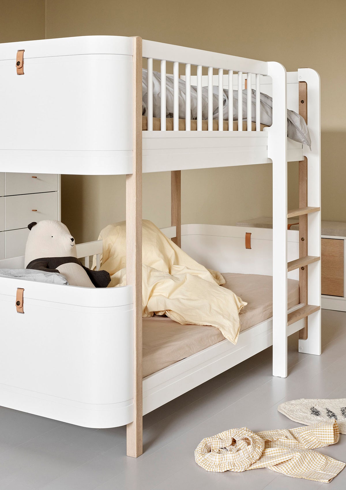 'Wood' Mini+ halbhohes Etagenbett weiß/Eiche