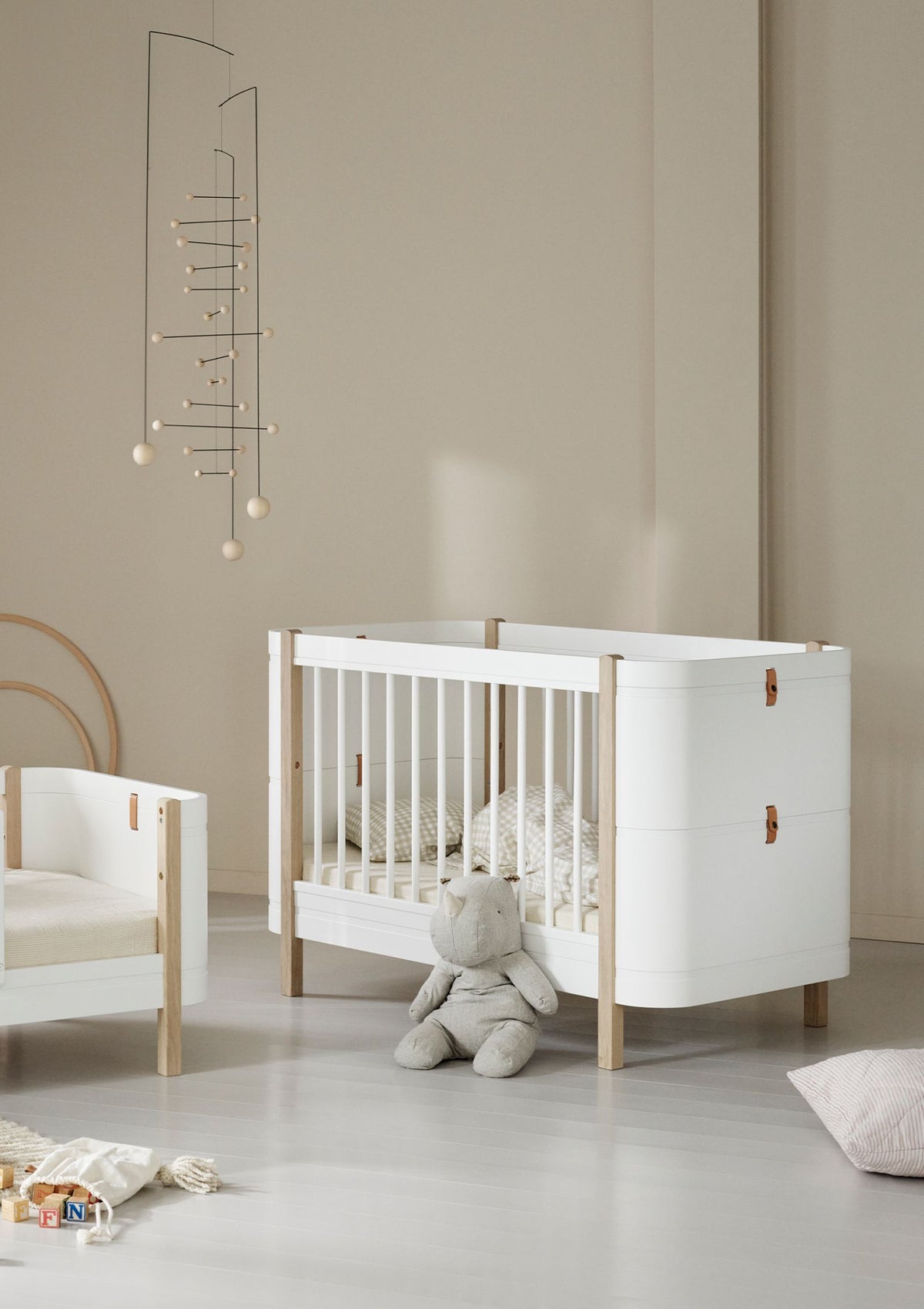 Oliver Furniture Geschwisterset für Babybett 'Wood Mini+' Weiß / Weiß/Eiche