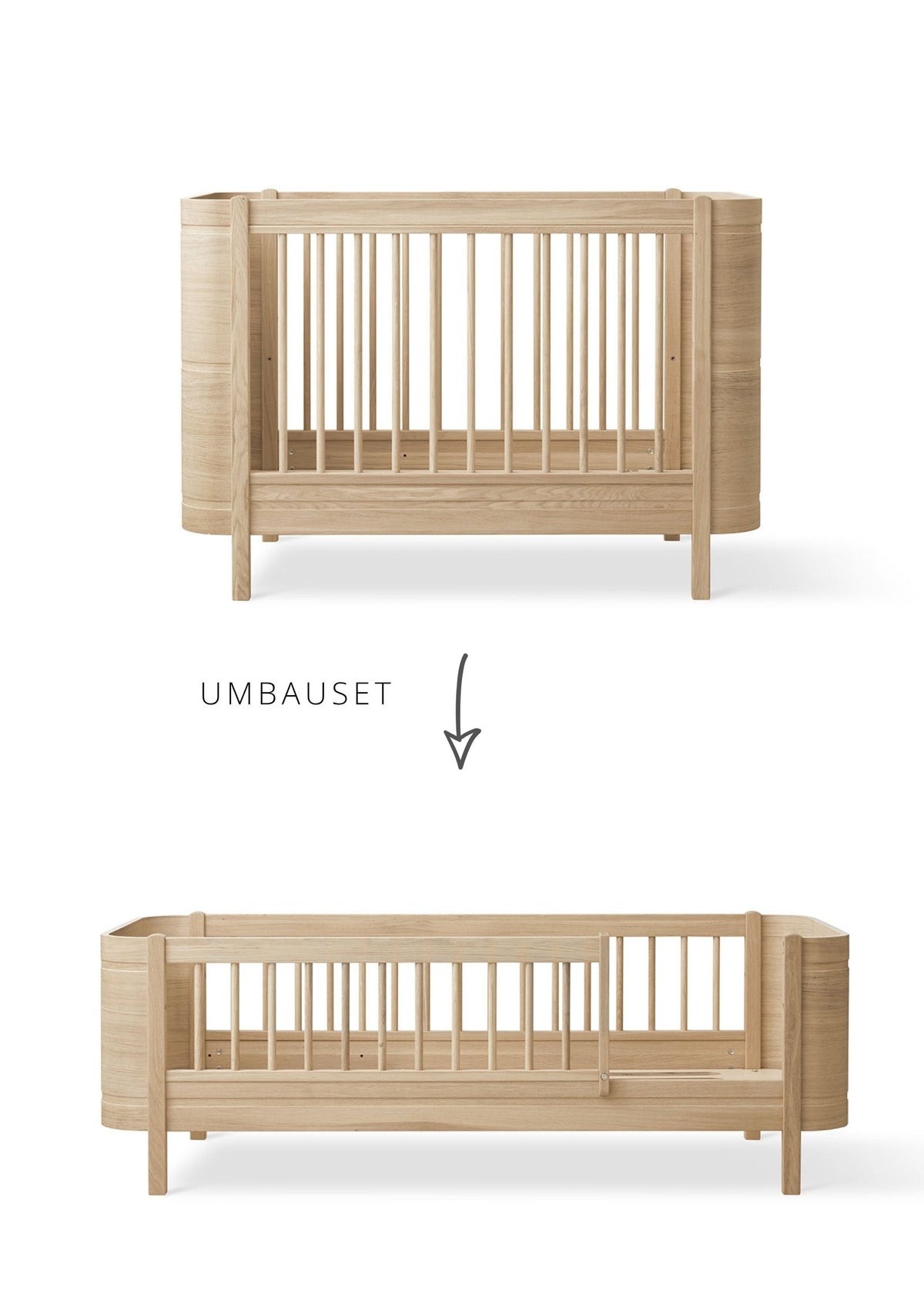 Oliver Furniture Umbauset für 'Wood Mini+' Babybett zum Juniorbett Eiche