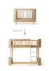 Umbauset für 'Wood Mini+' Babybett inkl. Junior-Erweiterung zum halbhohen Hochbett Eiche