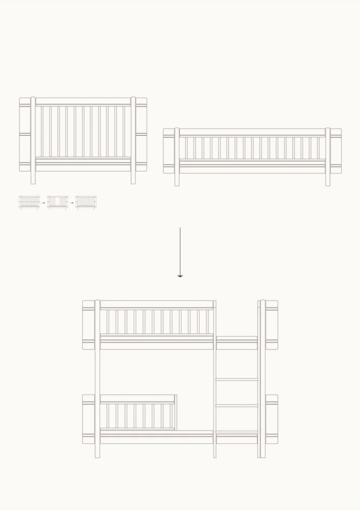 Oliver Furniture Umbauset zum halbhohen Etagenbett 'Wood Mini+' Eiche
