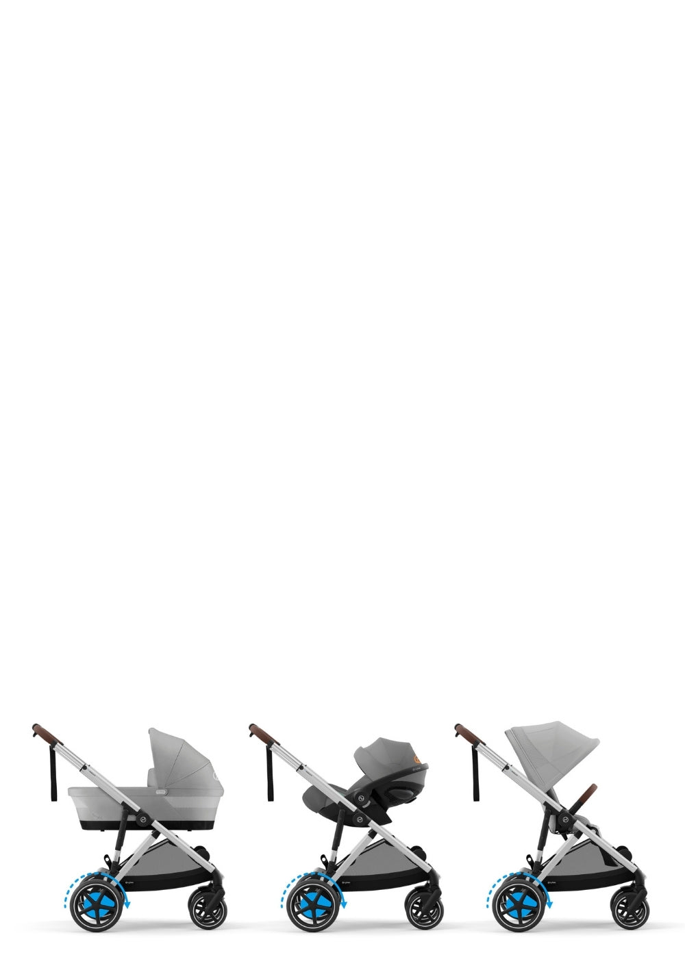 Kinderwagen 'e-Gazelle S' Stone Grey / Silver Frame
