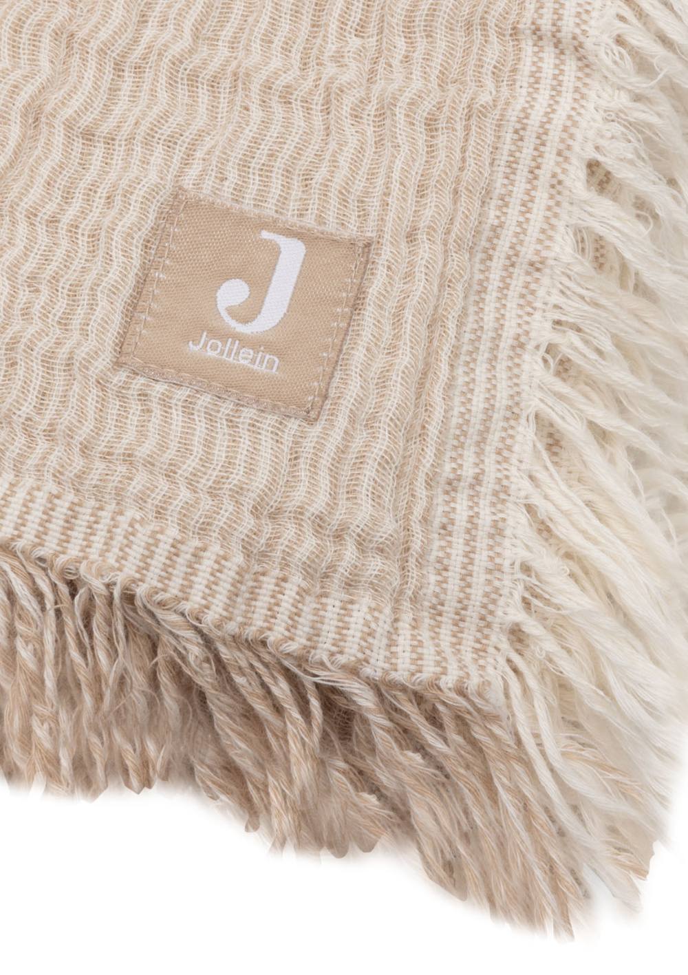 Jollein Musselin Decke 'Fringe Stripe' Biscuit 75 x 100 cm
