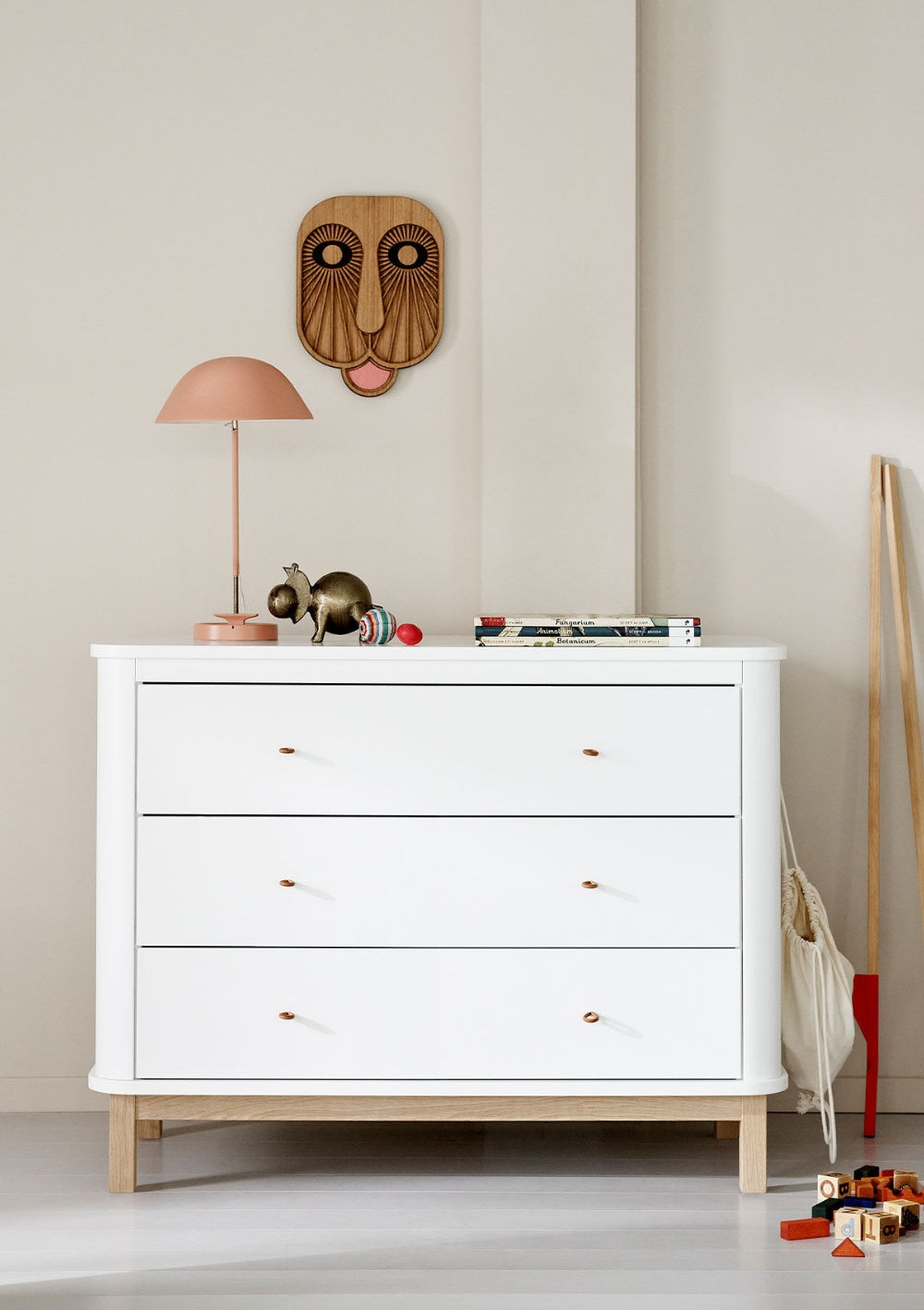 Oliver Furniture 'Wood' (Wickel-)Kommode 3 Schubladen Weiß/Eiche 