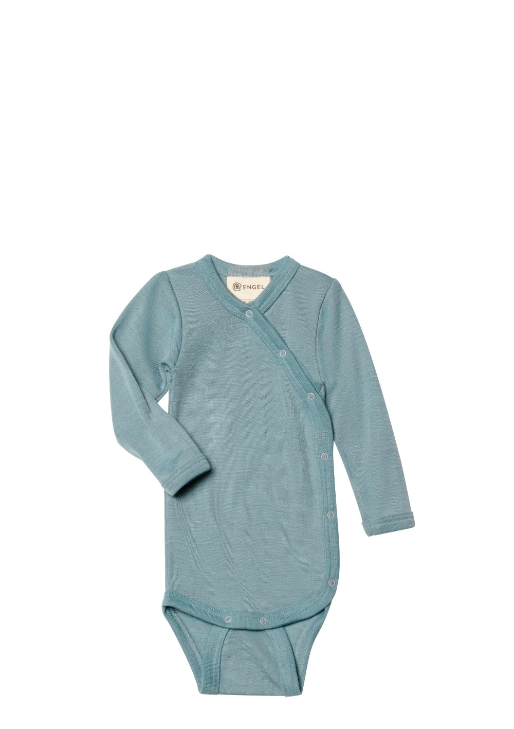 Engel Natur Wolle/Seide Wickelbody Langarm bergblau