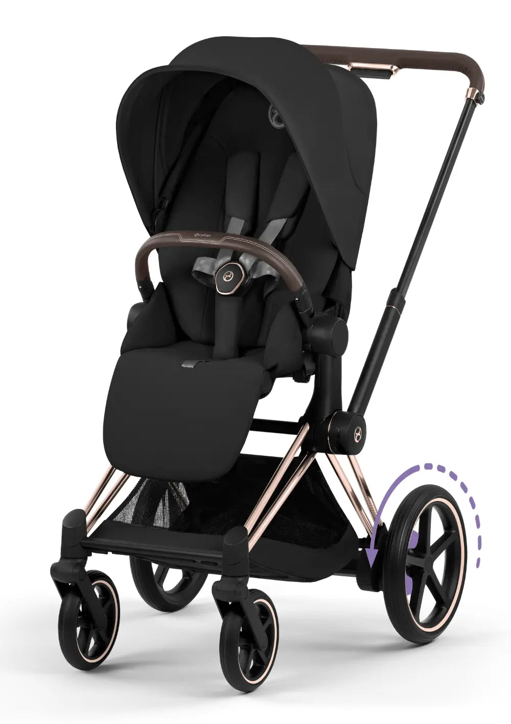Cybex Kinderwagen-Set 'e-Priam Comfort' Sepia Black (Roségold Frame)