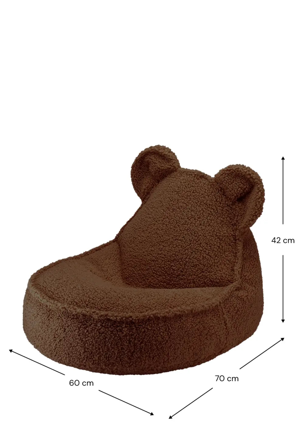Wigiwama Bären-Sitzsack Teddy Warm Hazel mit Maßangaben in cm