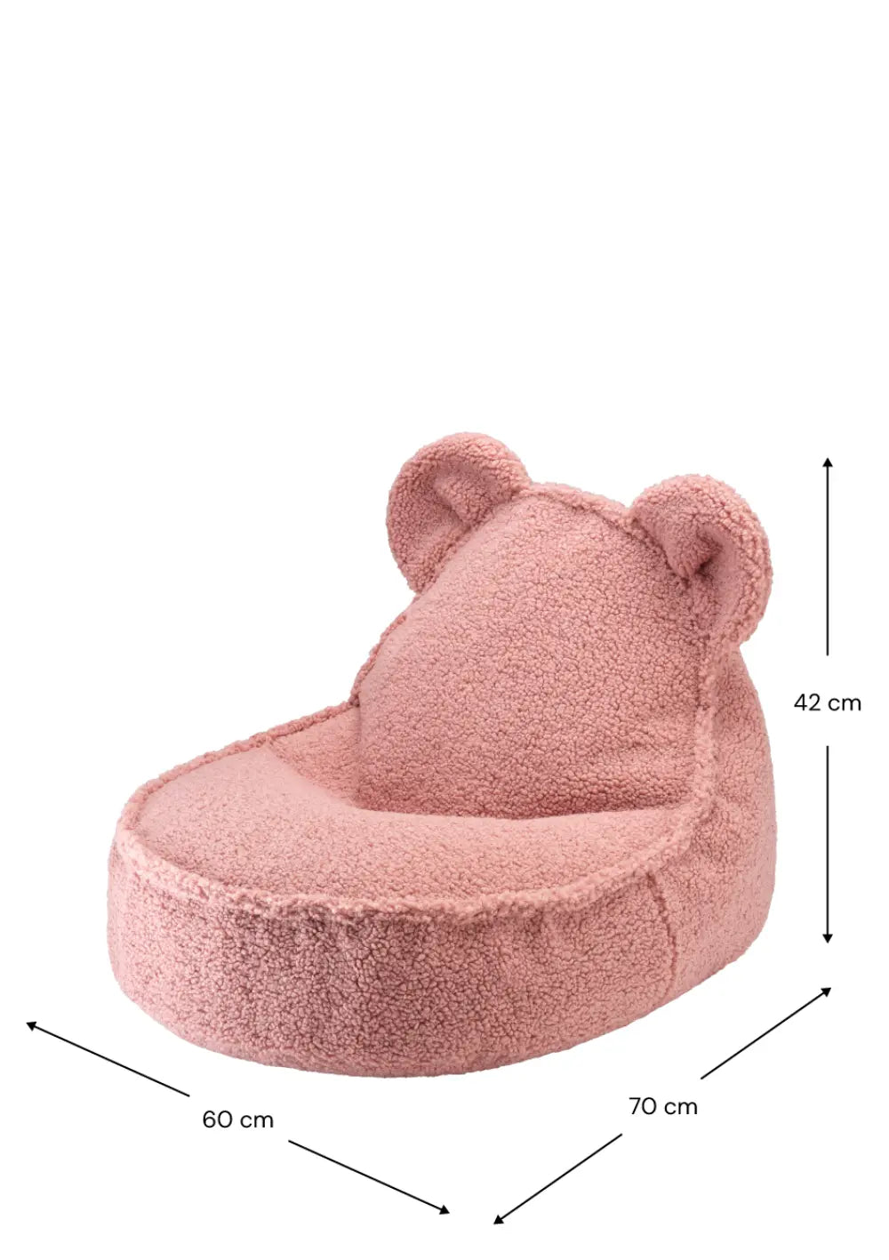 Wigiwama Bären-Sitzsack Teddy Guava mit Maßangaben in cm