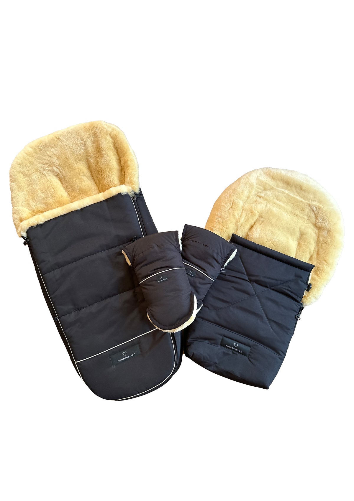Premium Lammfell-Handwärmer midnight black