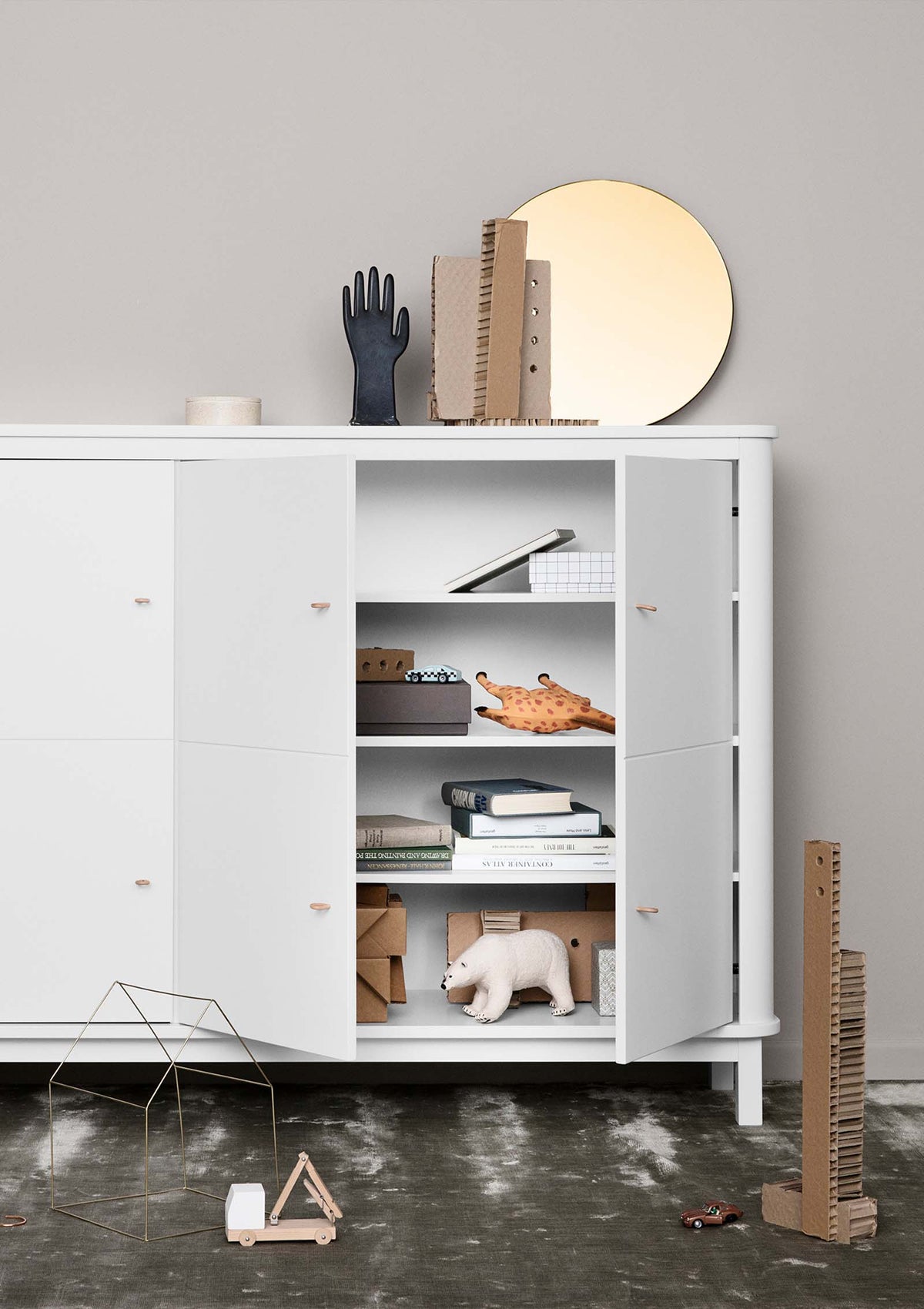 'Wood' Multi-Schrank 3-türig weiss