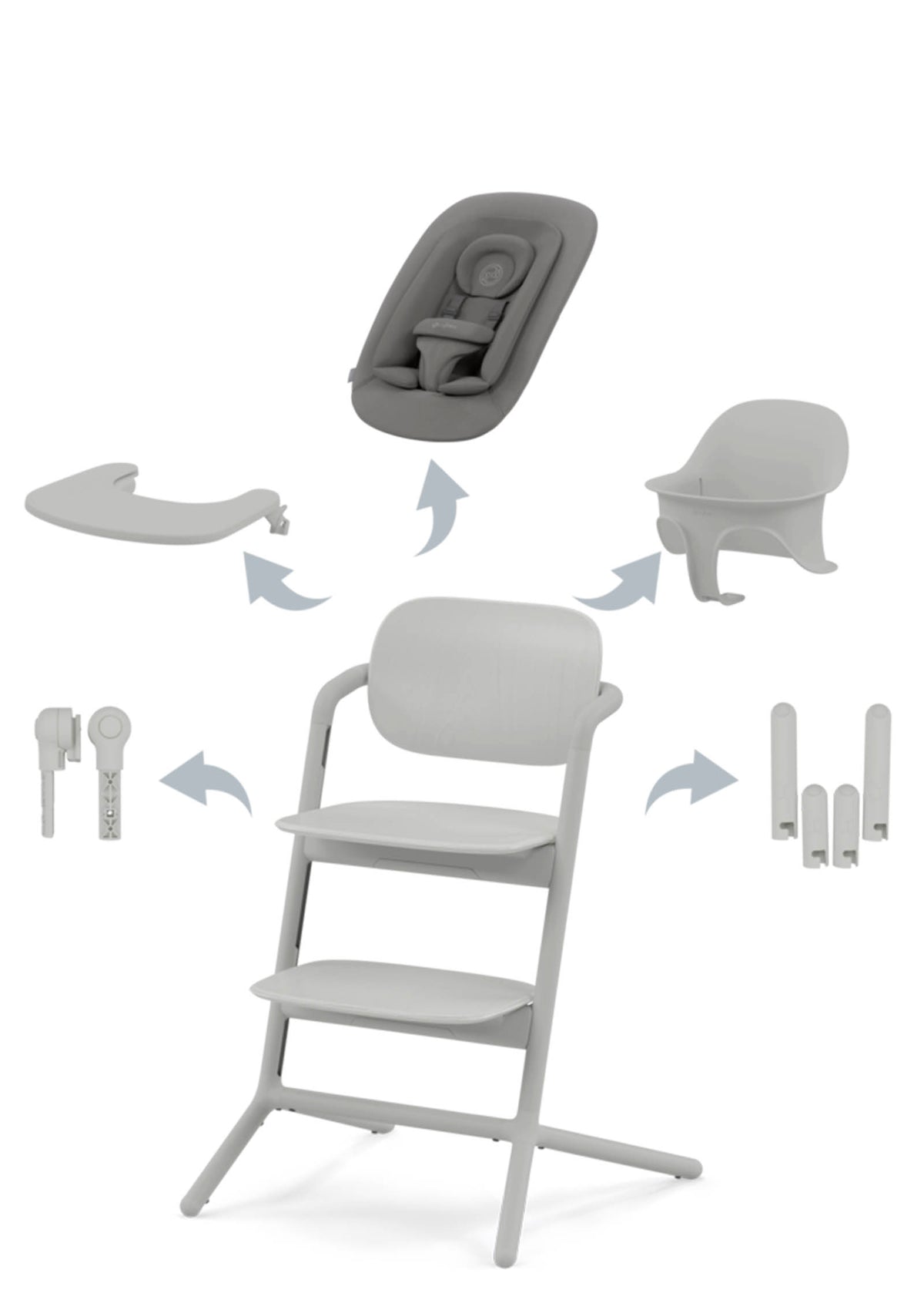 Cybex Hochstuhl Lemo 4-in-1 Set Suede Grey / Mid Grey